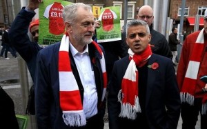 Sadiq Khan, right, with Jeremy Corbyn, leader of the Labour Party
