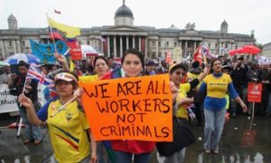 migrant workers protest Trafalgar Square