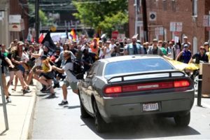 Car that struck Heather Heyer plowing into Charlottesville counter-demonstration.